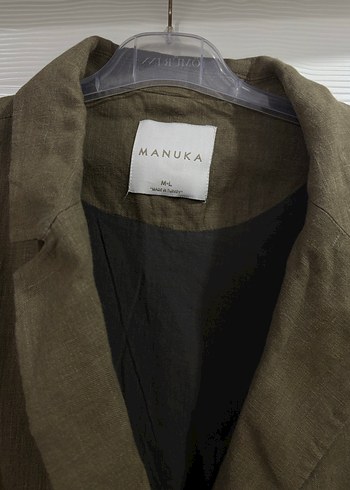 Manuka Keten Oversize Blazer Ceket Haki - Görsel 2