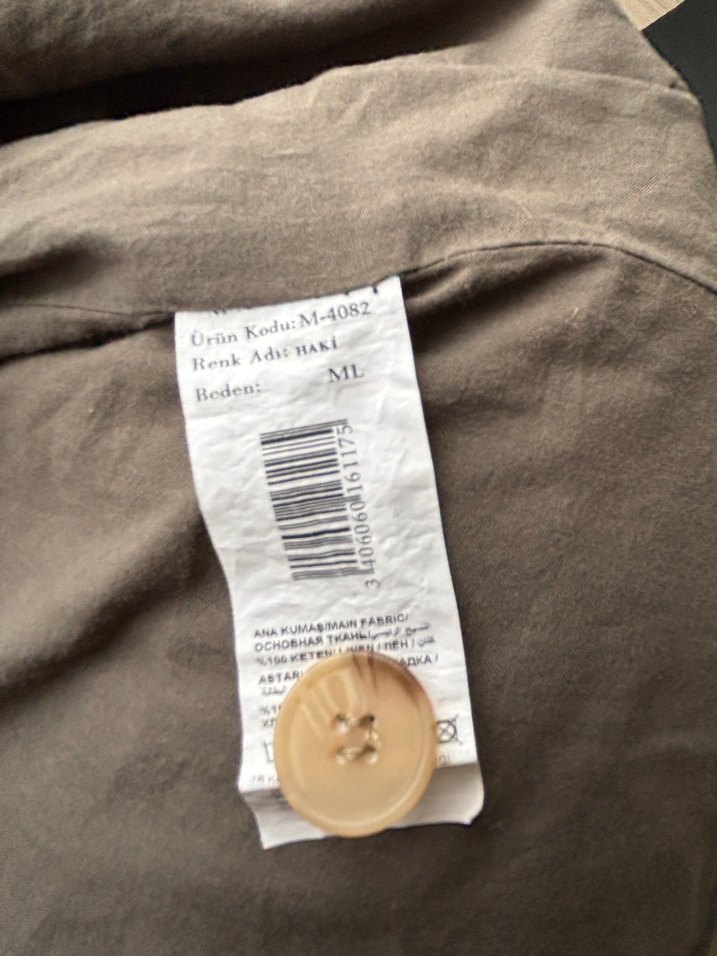 Manuka Keten Oversize Blazer Ceket Haki - Görsel 4