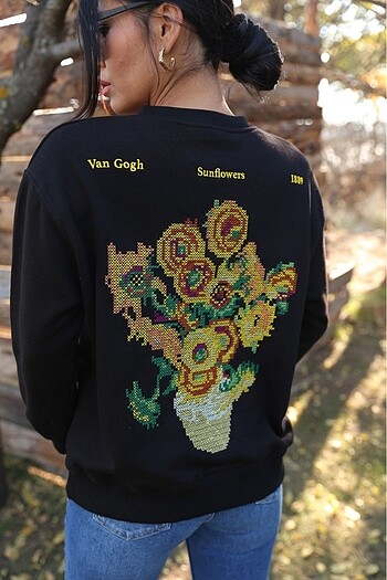 Van Gogh İşlemeli Sweatshirt