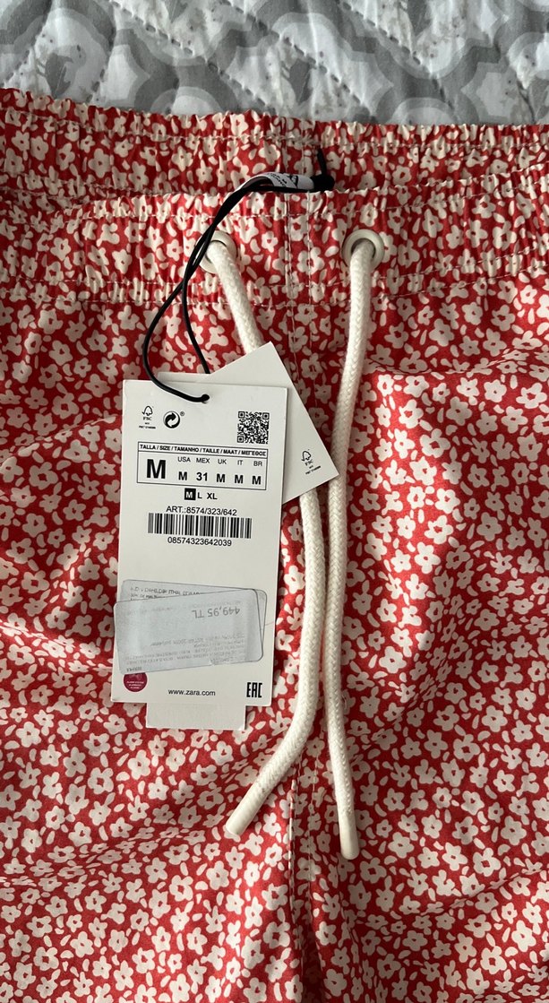 Kırmızı Mini Pamuklu Bohem Şort - Görsel 3