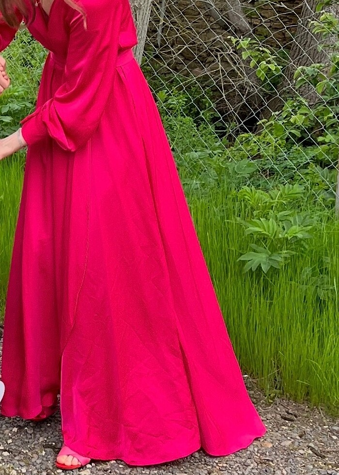 Pembe uzun elbise - Görsel 4