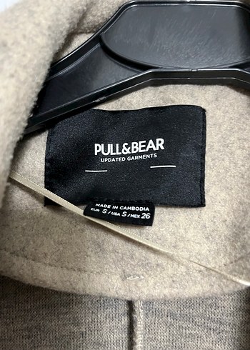 Pull and Bear Düğmeli Bej Midi Kadın Yün Kaban