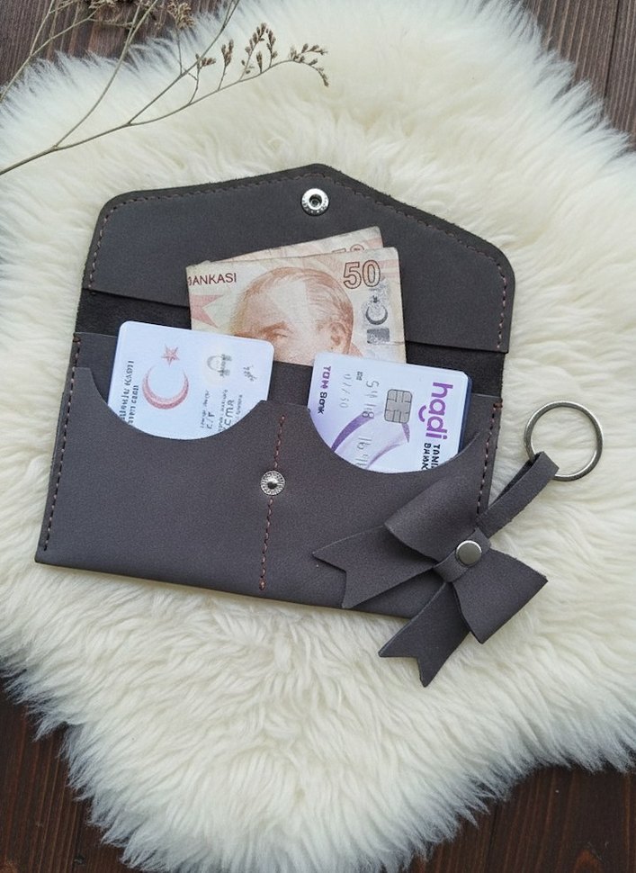 el yapımı hakiki deri cüzdan ve anahtarlık - Görsel 2