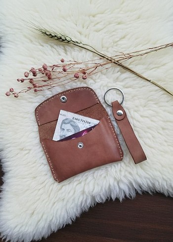 el yapımı hakiki deri cüzdan ve anahtarlık - Görsel 2