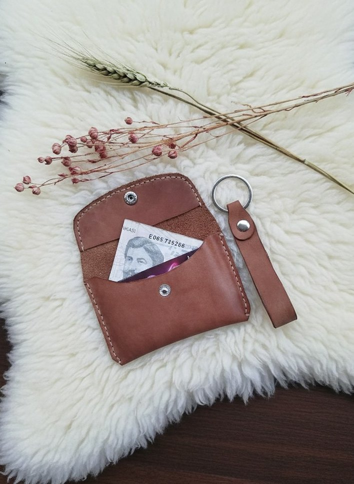el yapımı hakiki deri cüzdan ve anahtarlık - Görsel 2