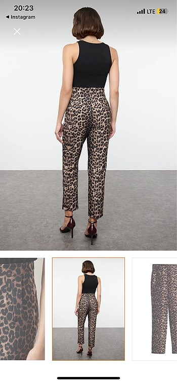 Leopar cigarette kalıp yüksel bel pantolon - Görsel 5