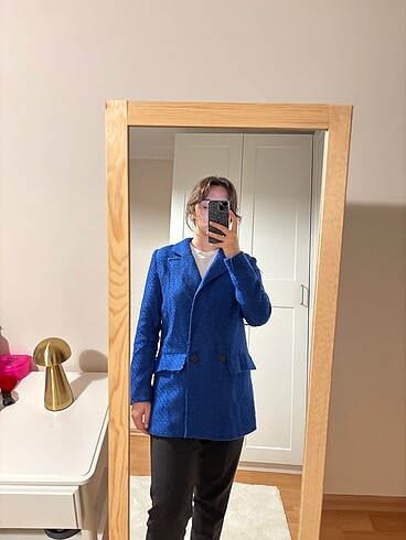 Saks mavisi blazer ceket