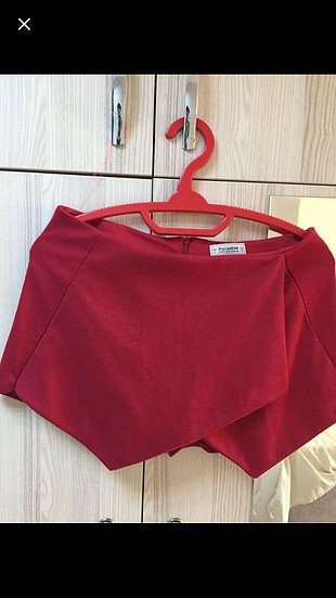 36 Beden bordo Renk Pull & Bear mini şort etek