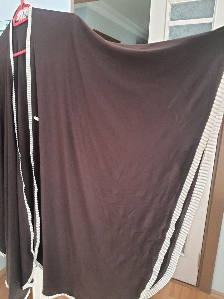 Uzun Kollu Kahverengi pelerin panço - Görsel 2