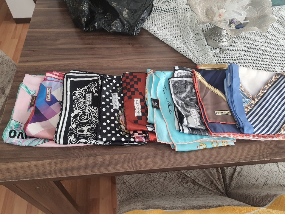 Fermuarlı Çok Renkli Kadın İpek Fular - Görsel 3