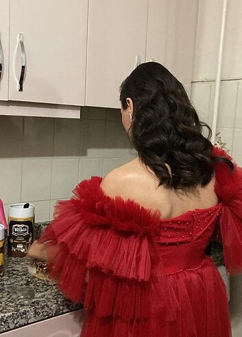 s Beden kırmızı Renk Nişan elbisesi