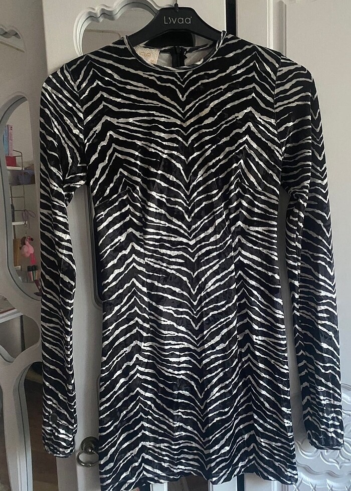 Zebra desenli mini elbise - Görsel 2
