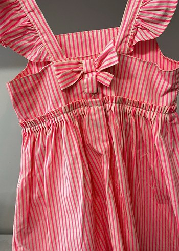 Pembe Çizgili Fırfırlı Kız Elbisesi - Görsel 2
