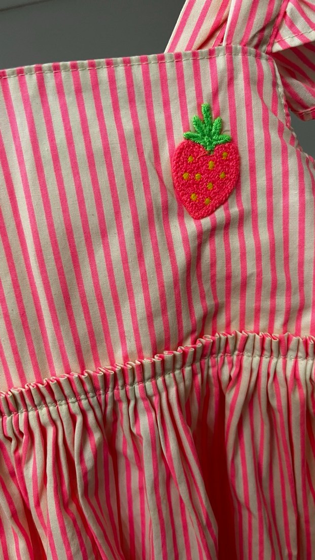 Pembe Çizgili Fırfırlı Kız Elbisesi - Görsel 4