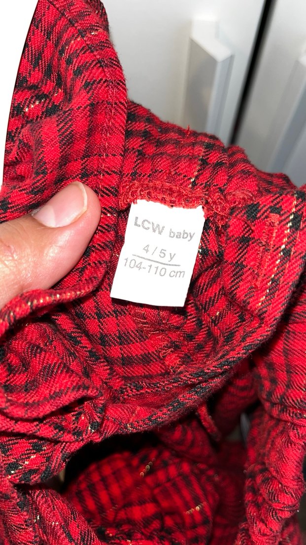 Kırmızı Kareli Fırfırlı Kız Elbisesi - Görsel 4