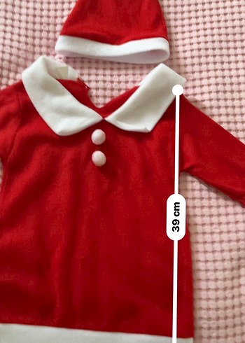 Noel kostüm Kırmızı Kapüşonlu Bebek elbise - Görsel 3