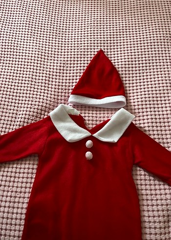 Noel kostüm Kırmızı Kapüşonlu Bebek elbise - Görsel 4