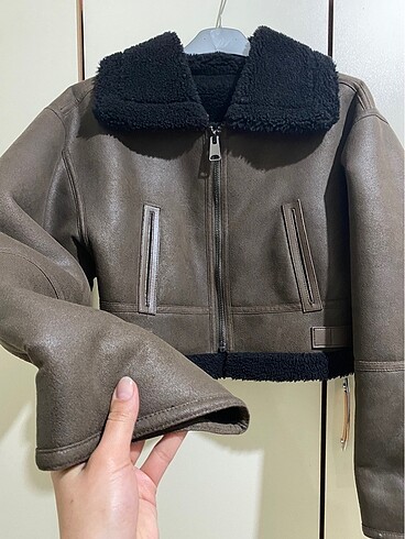 xs Beden kahverengi Renk Mango Biker Ceket