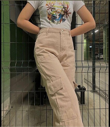 Urban Outfitters Y2K Krem Urban Kargo Pantolon
