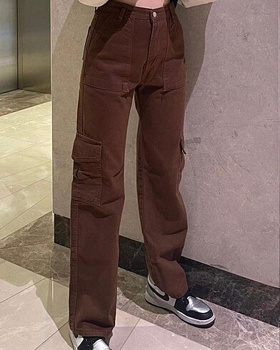 Urban Outfitters Y2K Kargo Cep Kahverengi Pantolon