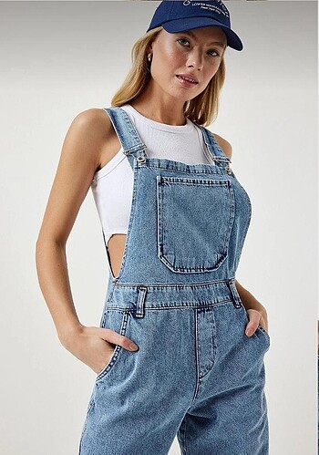 Urban Outfitters Unisex Mavi Denim Büyük Cep Tulum