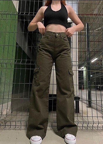 Y2K Haki Kargo Pantolon