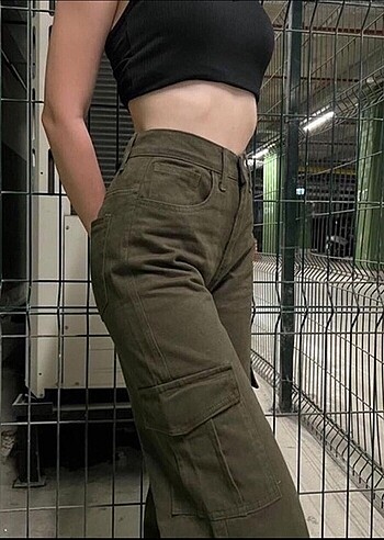 Urban Outfitters Y2K Haki Kargo Pantolon