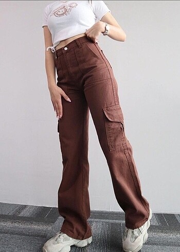 Urban Outfitters Y2K Kargo Cep Kahverengi Pantolon