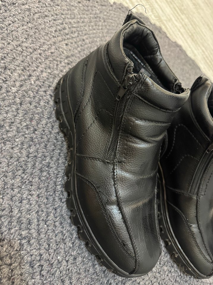 Siyah Deri Fermuarlı Erkek Bot - Görsel 2