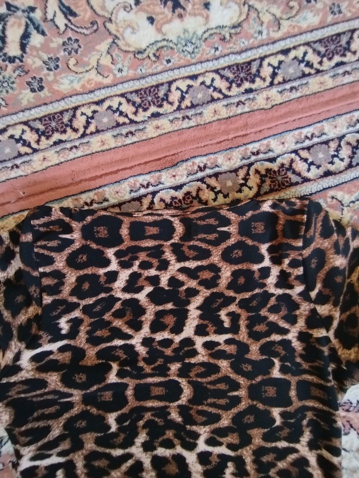 Leopar Desenli Uzun kare Yakalı Elbise38 40 uyumlu kemerli - Görsel 4