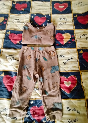 Gri Düğmeli Uzun Kollu Bebek Takımı karışık marka çocuk kıyafet - Görsel 6