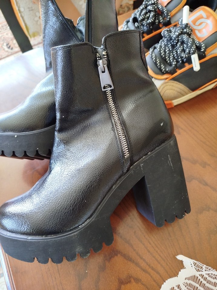 fiyat uygun sorunsuz Siyah Deri Kadın topuklu dar kalıp 39 olur - Görsel 2