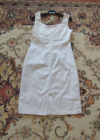 Dantel Detaylı Beyaz Bohem midi boy kot Elbise - Görsel 7