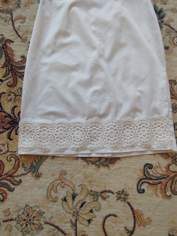 Dantel Detaylı Beyaz Bohem midi boy kot Elbise - Görsel 4