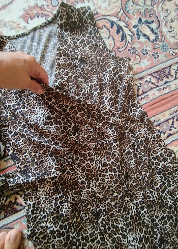 Kahverengi leoparDesenli Kemerli Kadın Tulum etiket yok - Görsel 5