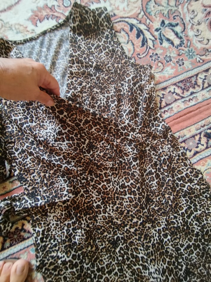 Kahverengi leoparDesenli Kemerli Kadın Tulum etiket yok - Görsel 5