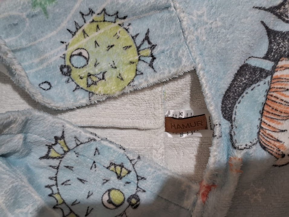 Pastel Mavi Baskılı Erkek Çocuk Bornozu - Görsel 2