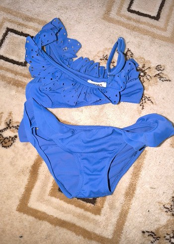 Kız Çocuk Mavi Askılı Bohem Bikini