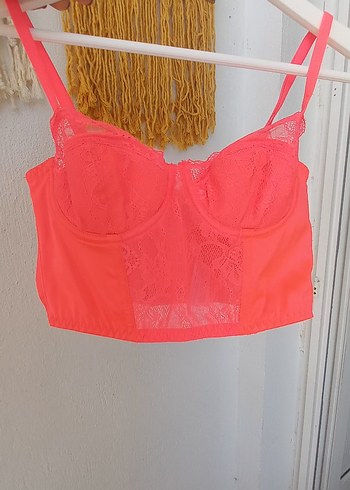 Primark mercan neon Dantel Detaylı Straplez Sütyen