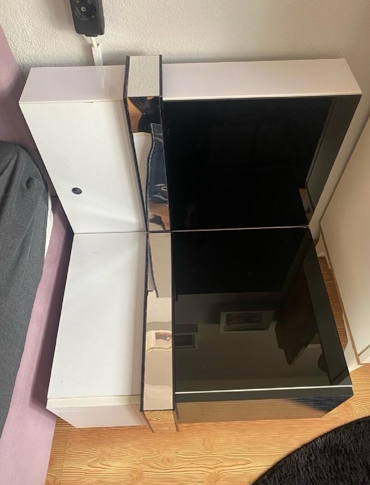 Siyah beyaz ledli Komodin - Görsel 2