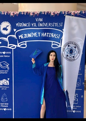 Mavi Drapeli Uzun Mezuniyet Elbisesi - Görsel 2