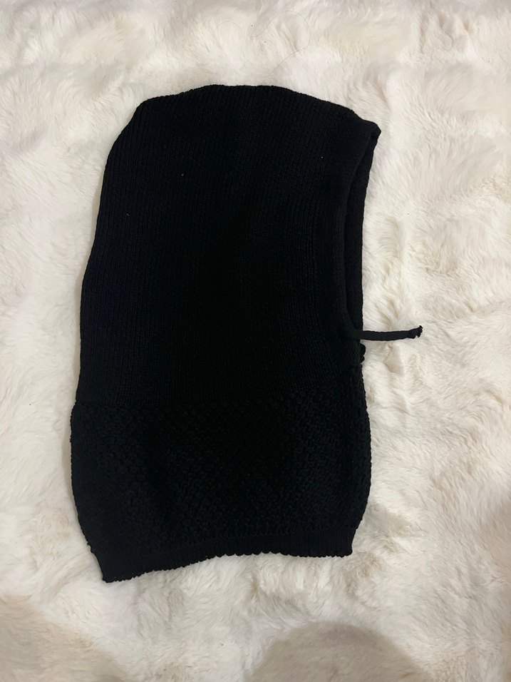 Siyah Triko Balaclava Başlık - Görsel 2