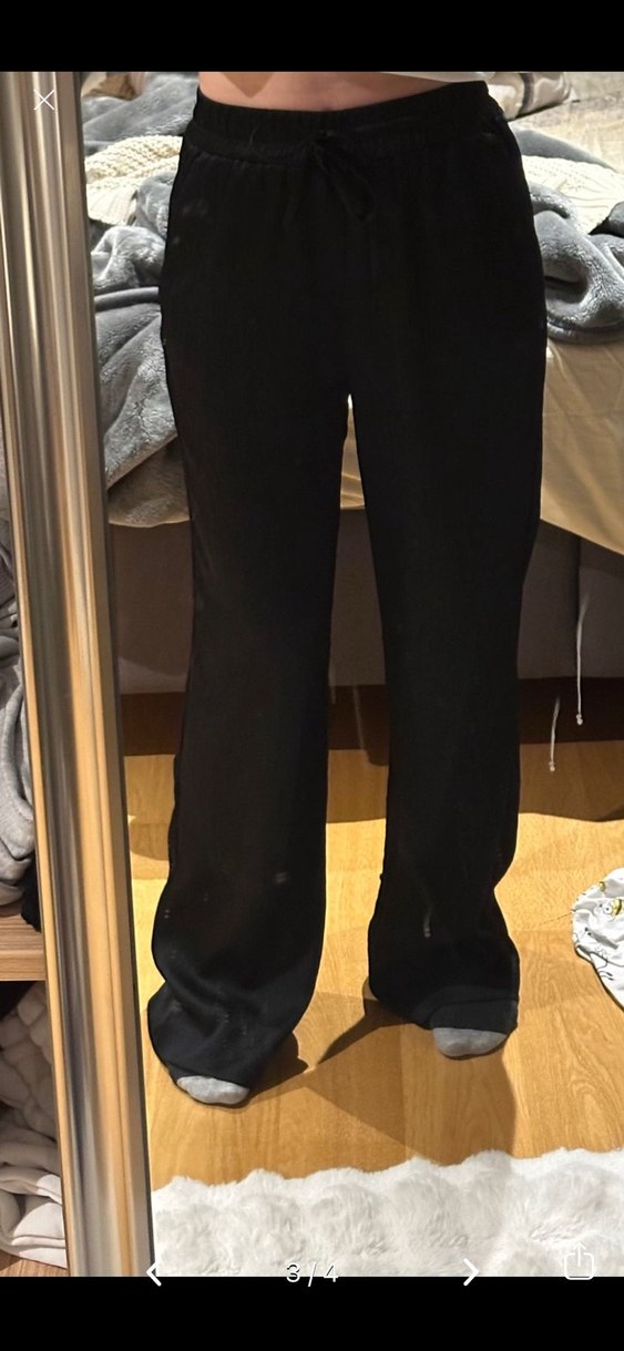 Gri Rahat Kesim Keten Pilili Kadın Pantolon - Görsel 3