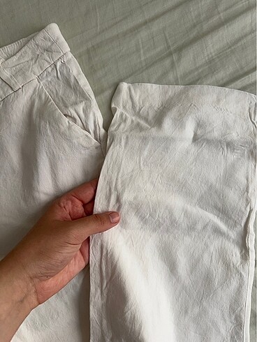 42 Beden beyaz Renk Mango Keten Pantolon