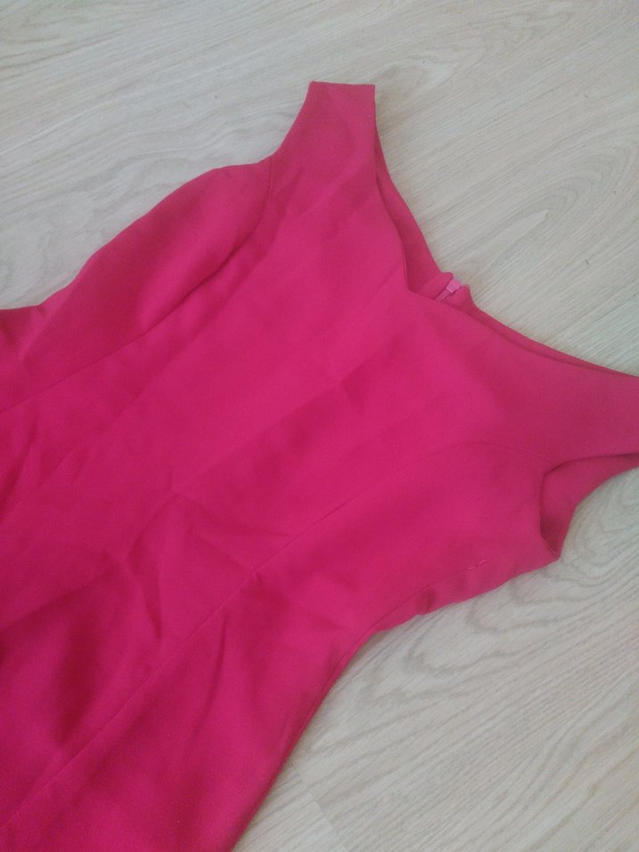 Pembe Uzun Drapeli Kadın Abiye Elbise - Görsel 2