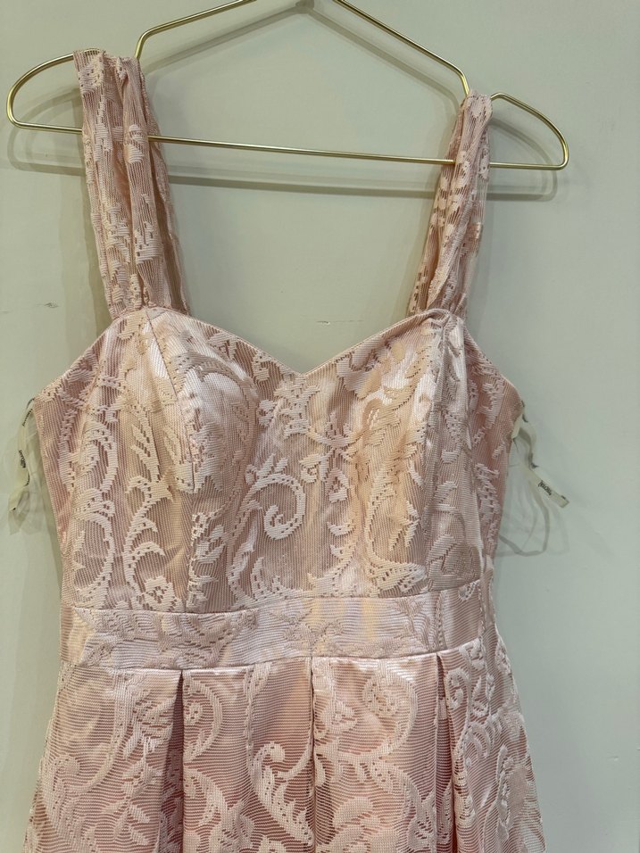 Pembe Nakışlı Dantelli Uzun Abiye Elbise - Görsel 3