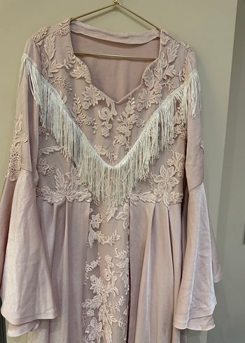 Dantel Detaylı Pembe Bohem Uzun Elbise - Görsel 2