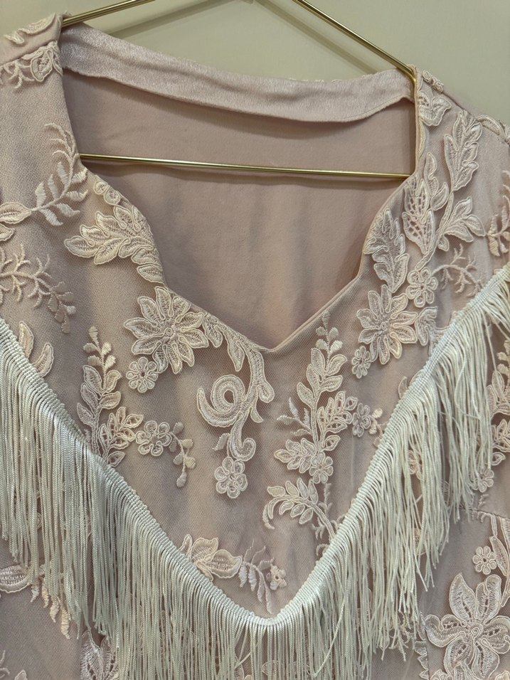 Dantel Detaylı Pembe Bohem Uzun Elbise - Görsel 4