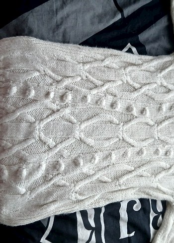 H&M  beyaz Örgü Bohem Kadın Kazak - Görsel 5