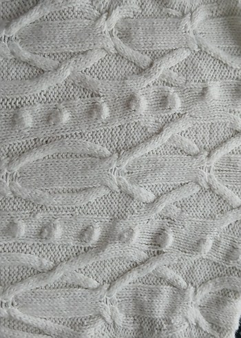 H&M  beyaz Örgü Bohem Kadın Kazak - Görsel 2
